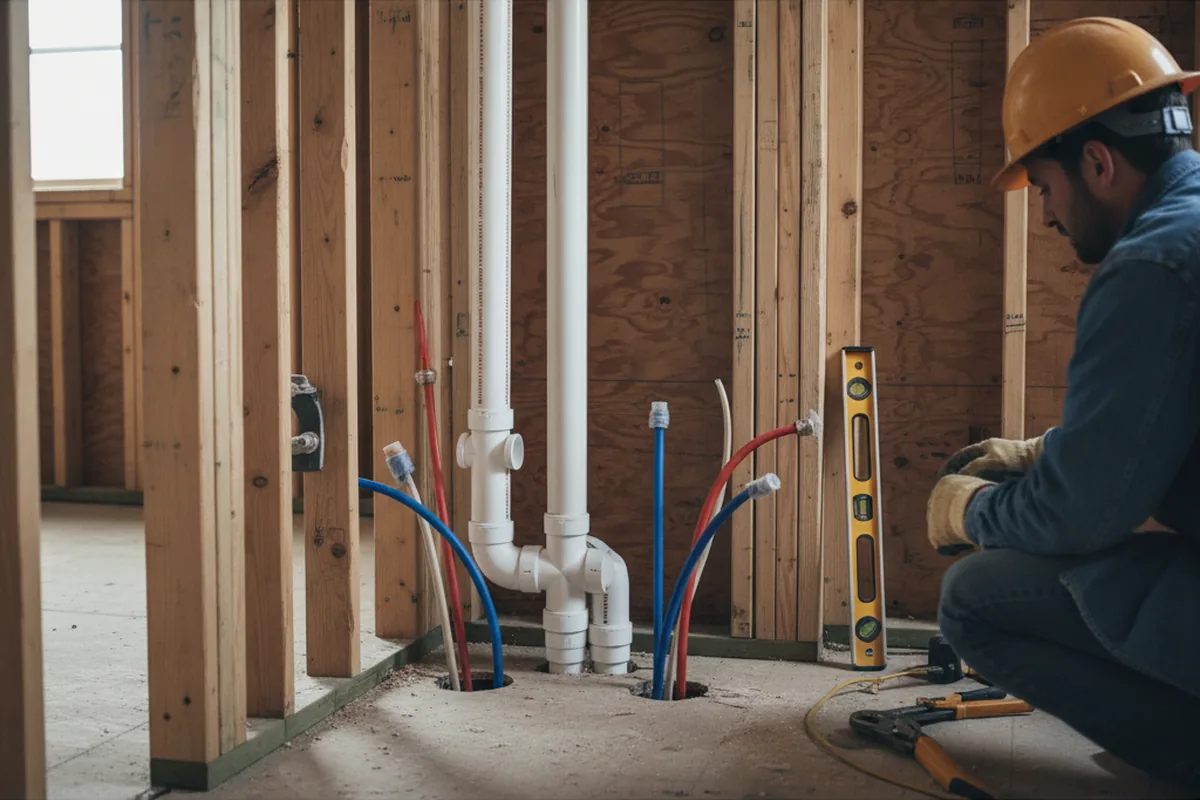 Drain and supply rough-in during Drain Cleaning in West Milton
