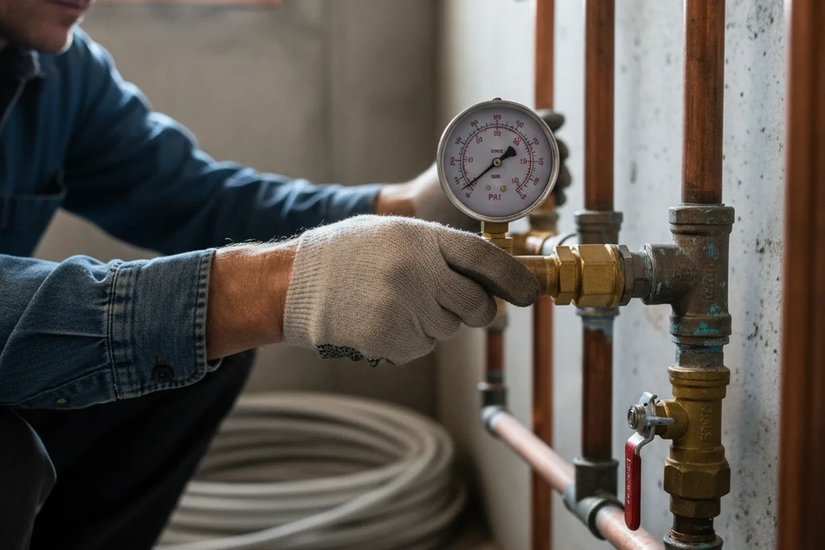 Pressure testing a repaired line during Water Line Repair in West Milton